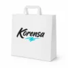 Flat handle paper bags are using for store, market and grocery.
